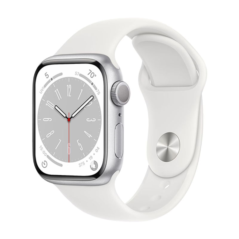 Watch Apple Watch Series 8 GPS + Cellular 41mm Silver Stainless Case with White Sport Band - White EU