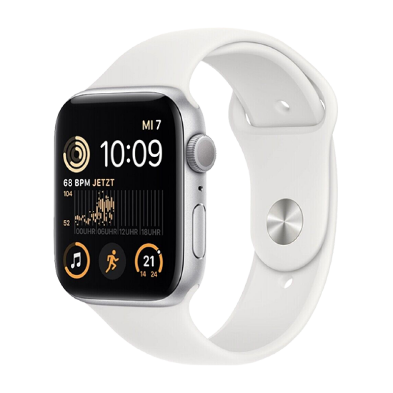 Watch Apple Watch SE2 (2022) GPS 44mm Silver Aluminium Case with Sport Band - White EU