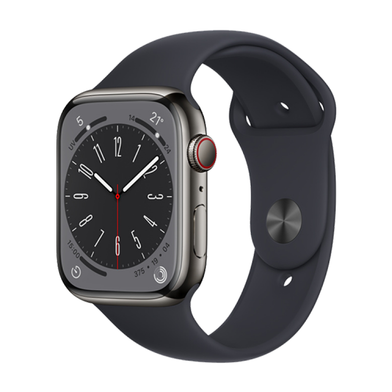 Watch Apple Watch Series 8 GPS + Cellular 45mm Graphite Stainless Case with Midnight Sport Band - Graphite EU