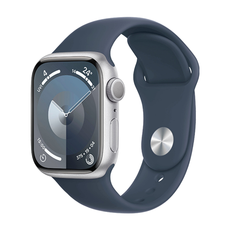 Watch Apple Watch Series 9 GPS 41mm Silver Aluminium Case with Sport Band S/M - Storm Blue