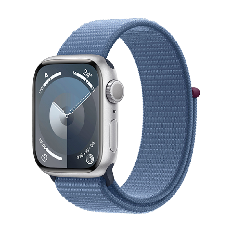 Watch Apple Watch Series 9 GPS 41mm Silver Aluminium Case with Sport Loop - Winter Blue