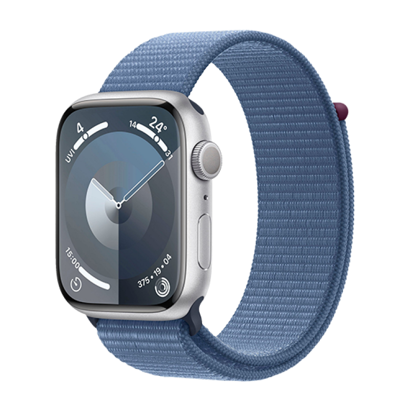 Watch Apple Watch Series 9 GPS 45mm Silver Aluminium Case with Sport Loop - Winter Blue