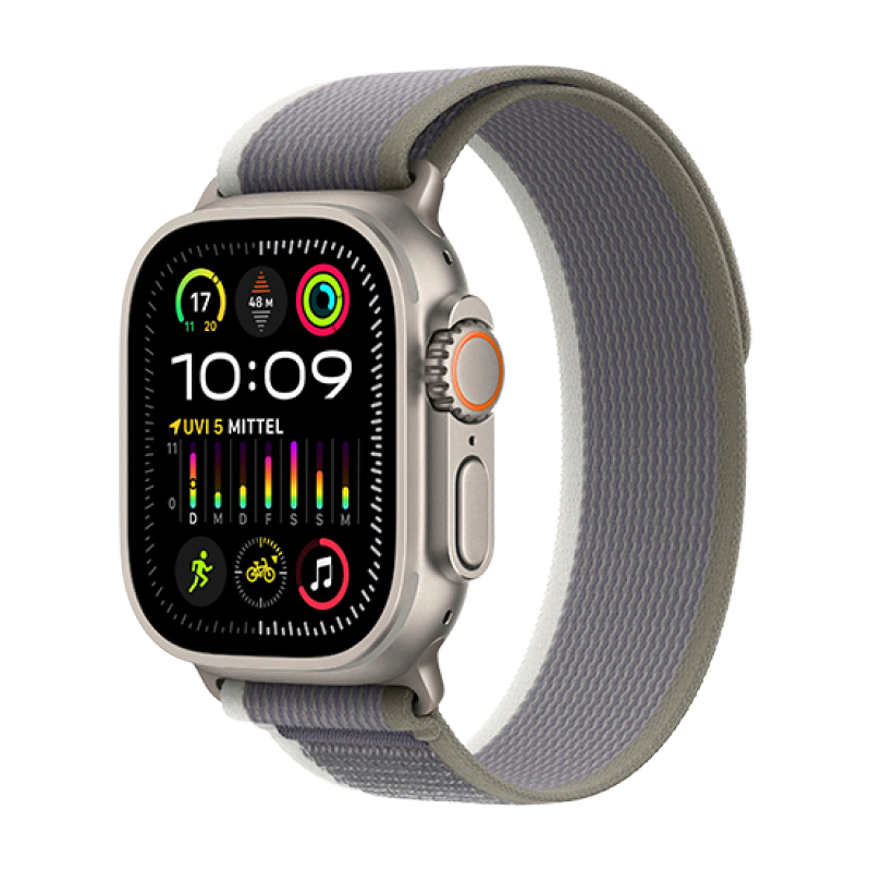 Watch Apple Watch Ultra 2 LTE 49mm Titanium Case with Trail Loop S/M - Green/Grey