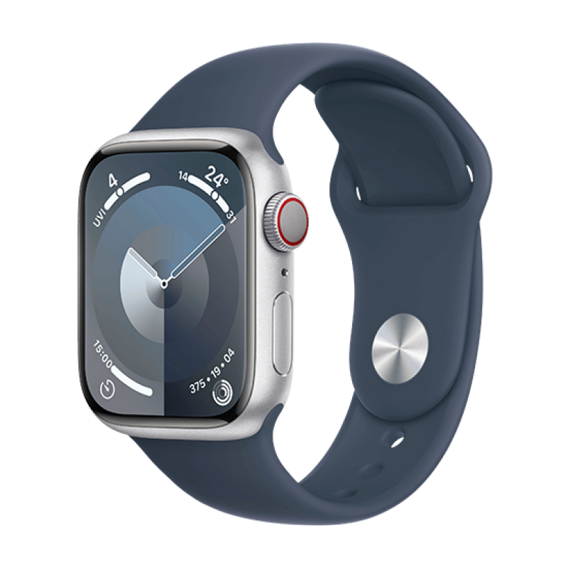 Watch Apple Watch Series 9 LTE 41mm Silver Aluminium Case with Sport Band S/M - Storm Blue EU
