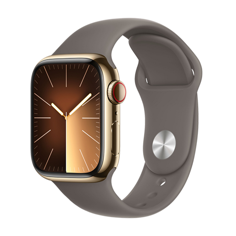 Watch Apple Watch Series 9 LTE 41mm Gold Stainless Steel Case with Sport Band S/M - Clay EU