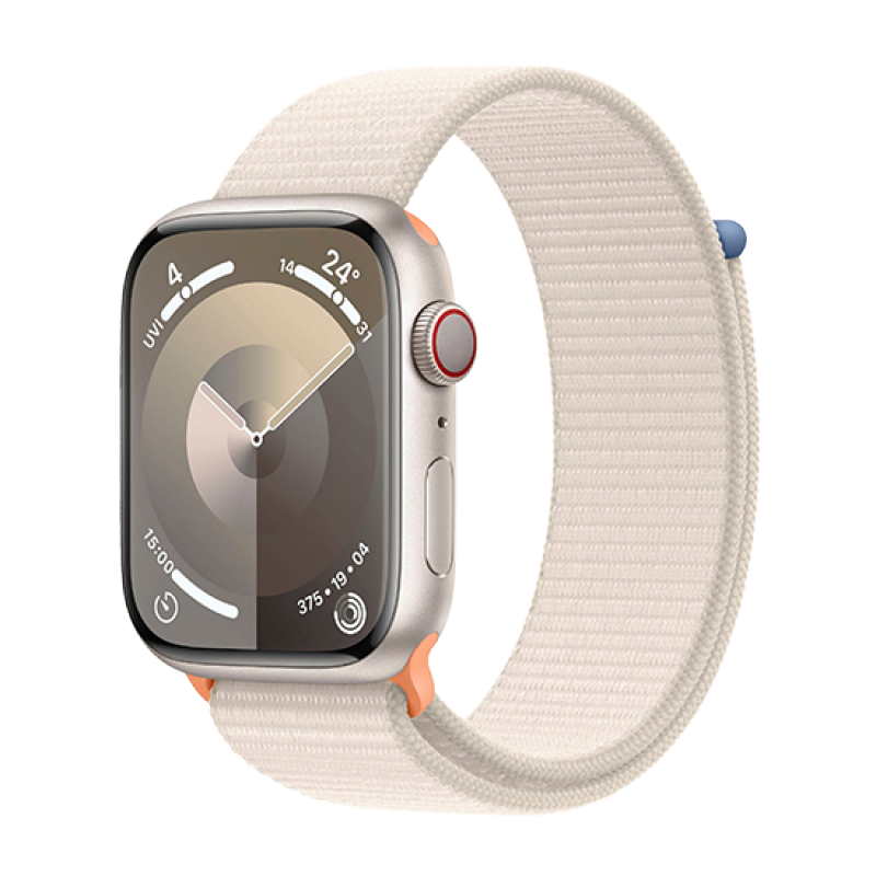 Watch Apple Watch Series 9 LTE 45mm Starlight Aluminium Case with Sport Loop - Starlight EU