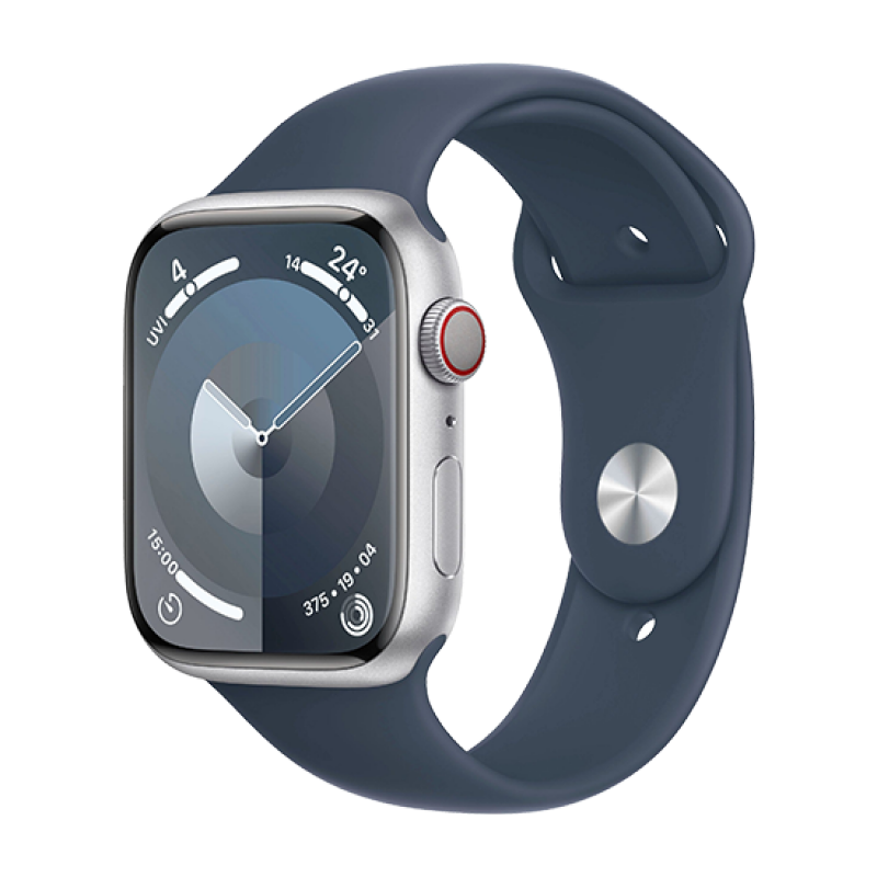 Watch Apple Watch Series 9 LTE 45mm Silver Aluminium Case with Sport Band M/L - Storm Blue EU