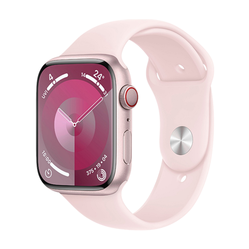 Watch Apple Watch Series 9 LTE 45mm Pink Aluminium Case with Sport Band S/M - Light Pink EU