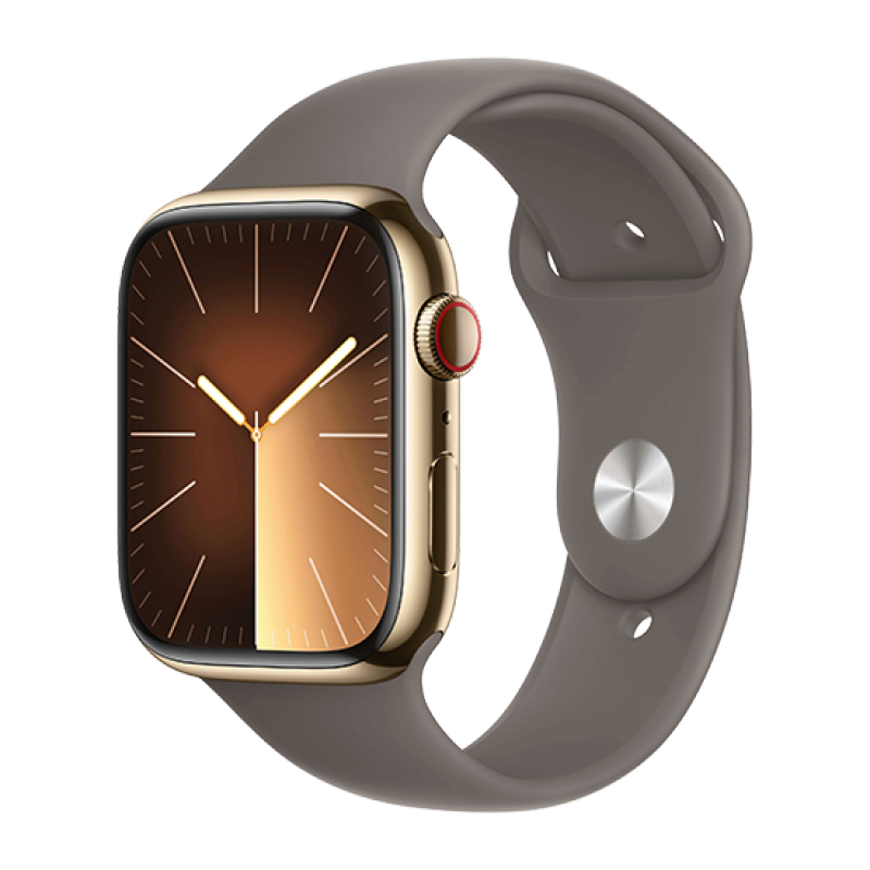 Watch Apple Watch Series 9 LTE 45mm Gold Stainless Steel Case with Sport Band M/L - Clay EU